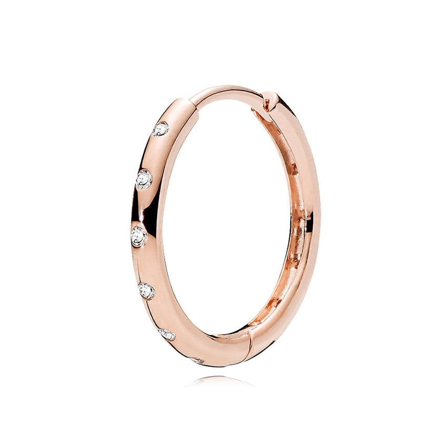 Aretes Pendientes Pandora Argollas en Oro Rosa y Detalles Circonicas 286244CZ Plata 925 5