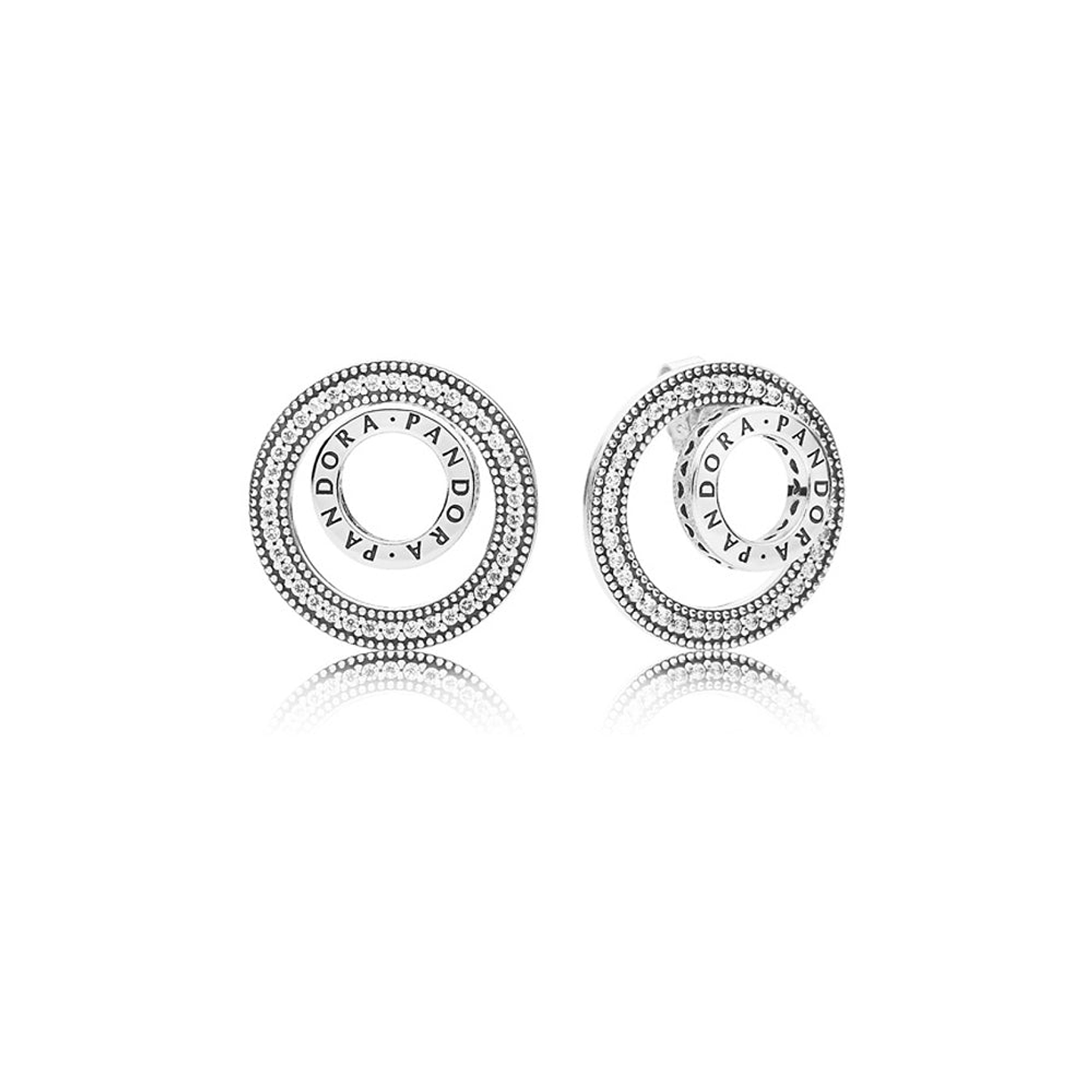 Aretes Pendientes Aro Doble Flotante Pandora Por Siempre 297446CZ Plata 925 1