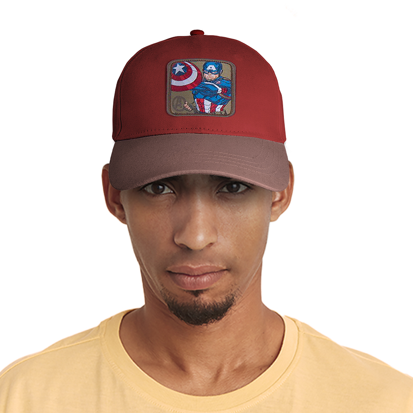 Gorra estilo Beisbol Snapback Malla CAPITAN AMERICA Marron y Rojo 2