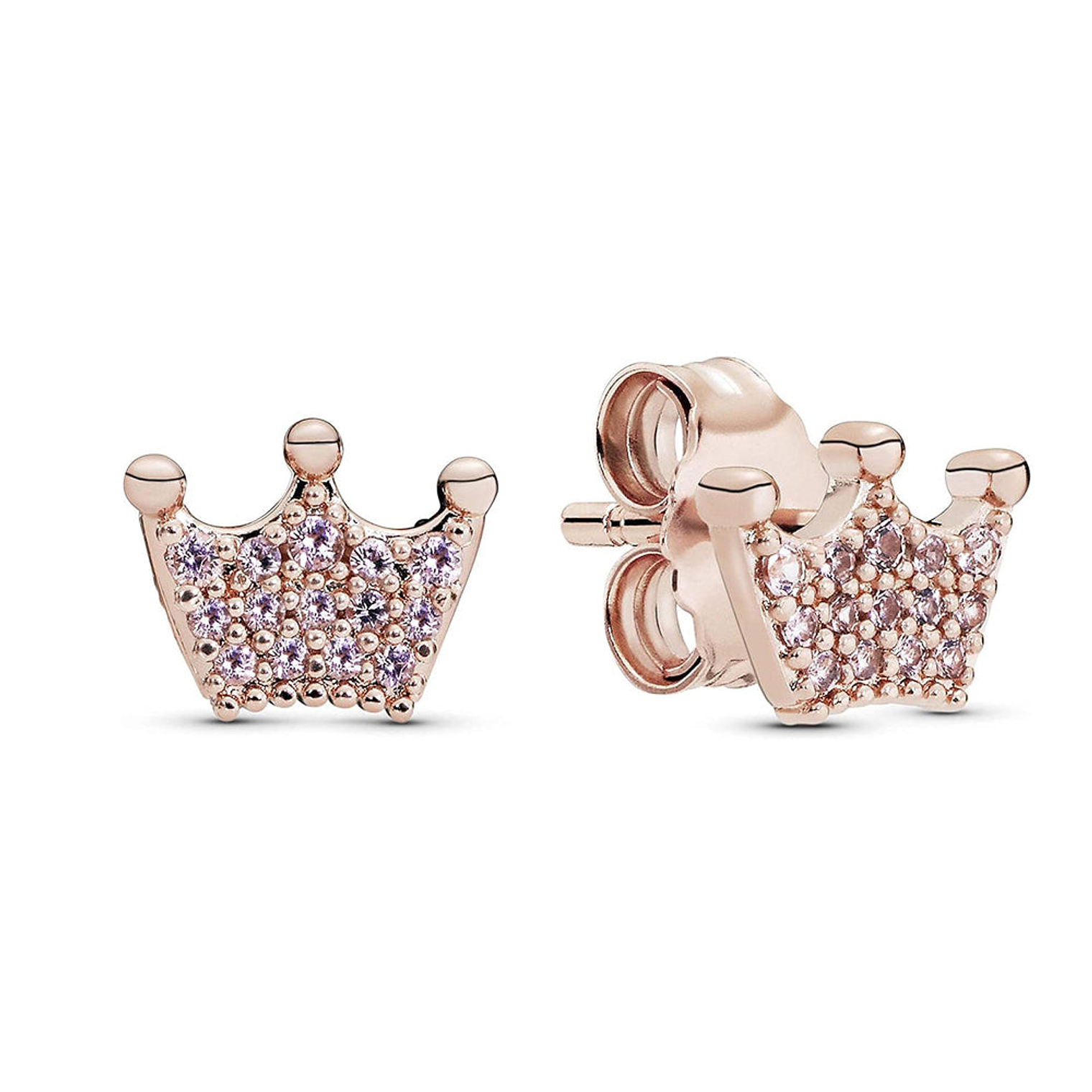 Aretes Pendientes Pandora Coronas Chapadas en Oro Rosa 287127NPO Oro Rosa 14k 1