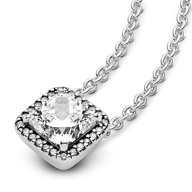 Collar de Cadena Pandora con Charm Cuadricular Color Plateado 396241CZ en Plata 925 Talla 50cm 4