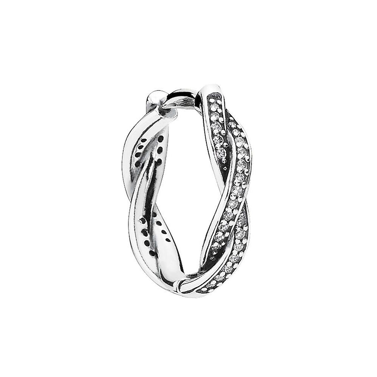 Aretes Pendientes Pandora Tipo Argolla Giro del Destino Circonita Tranparente 290576CZ Plata 925 3