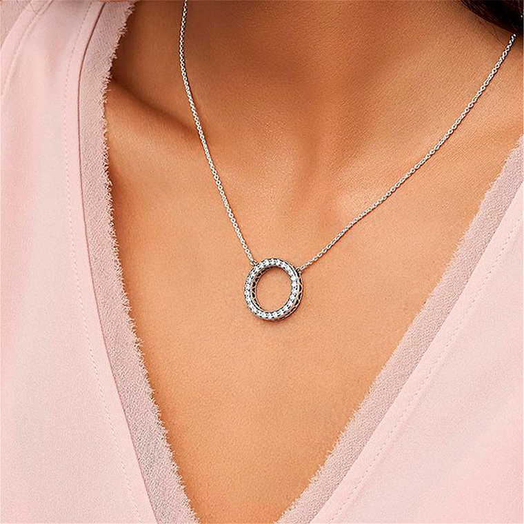 Collar de Cadena Pandora Circulo Shine Ajustable 590514CZ Plata 925 Talla 40cm 6