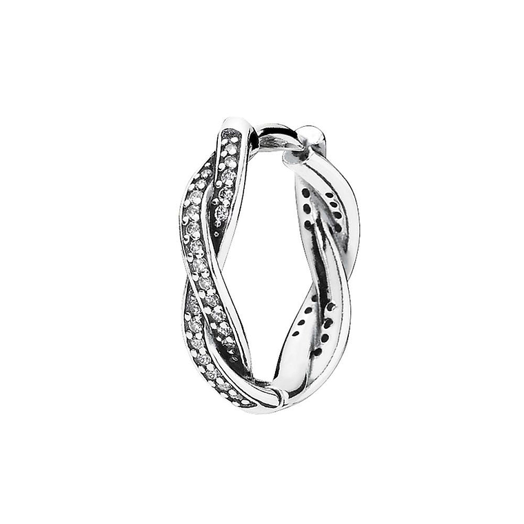 Aretes Pendientes Pandora Tipo Argolla Giro del Destino Circonita Tranparente 290576CZ Plata 925 4