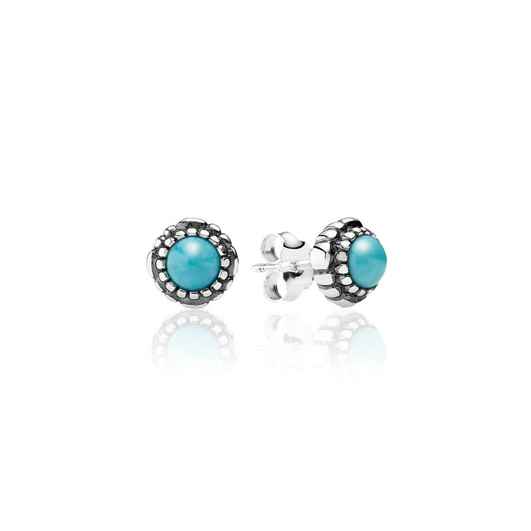 Aretes Pendientes Pandora Cumpleaños Diciembre - Turquoise 290543TQ Plata 925 1
