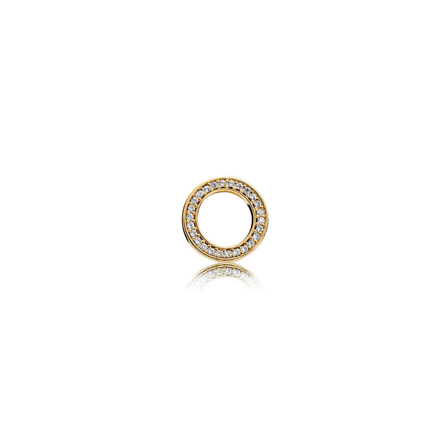 Aretes Pendientes Pandora Circulo Shine Bañado en Oro 14k 267112CZ Plata 925 2