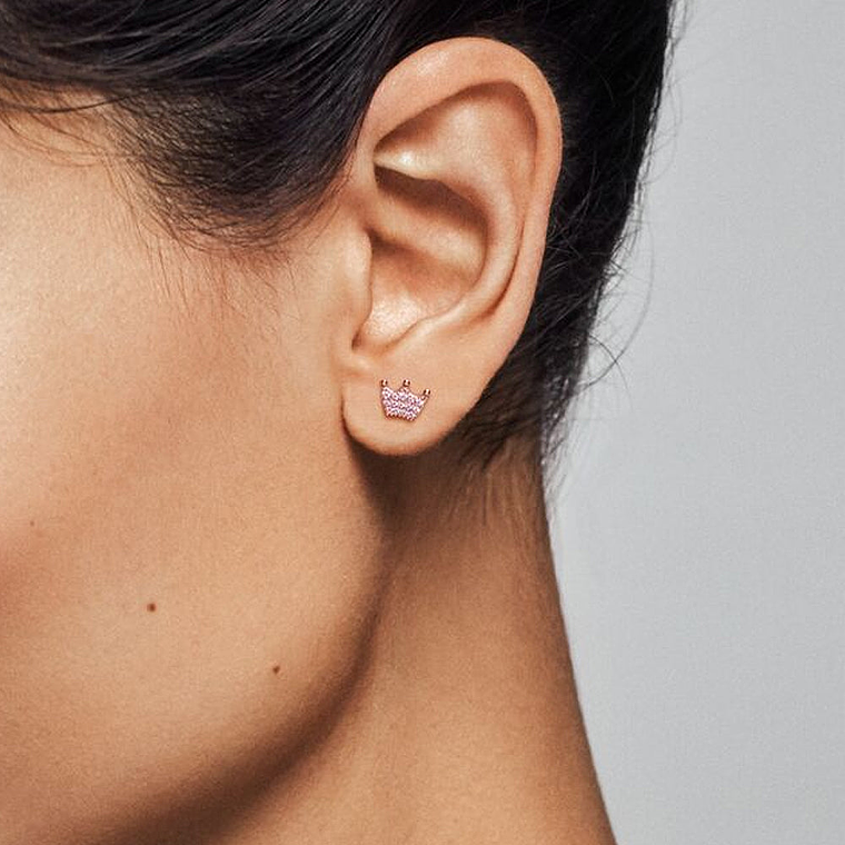 Aretes Pendientes Pandora Coronas Chapadas en Oro Rosa 287127NPO Oro Rosa 14k 5