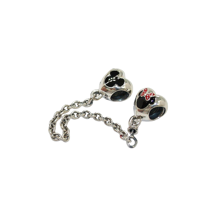 Cadena de Seguridad Pandora con Corazon Mickey y Minnie Rojo y Negro 400009274325 Plata 925 3