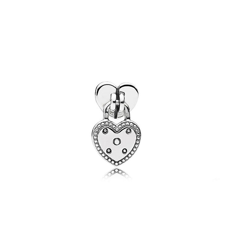 Aretes Pendientes Pandora Tipo Topo Candado de Corazon 296575 Plata 925 2
