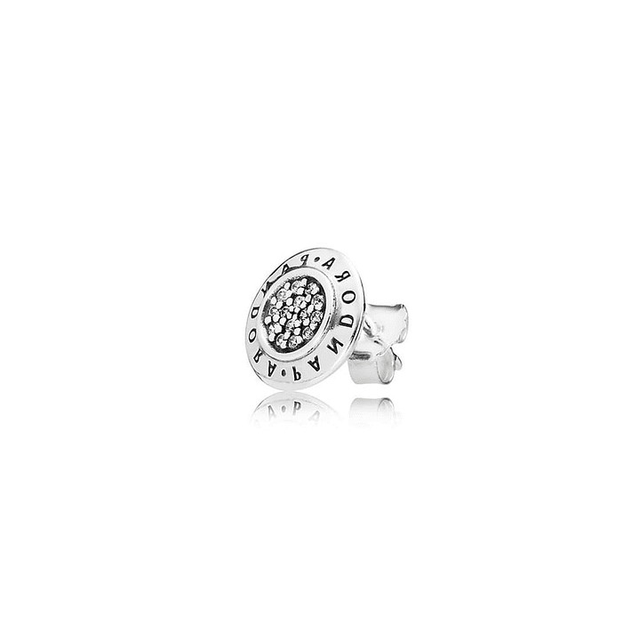 Aretes Pendientes Pandora Tipo Brillantes con Insignia Pandora 290559CZ Redondo Plata 925 2