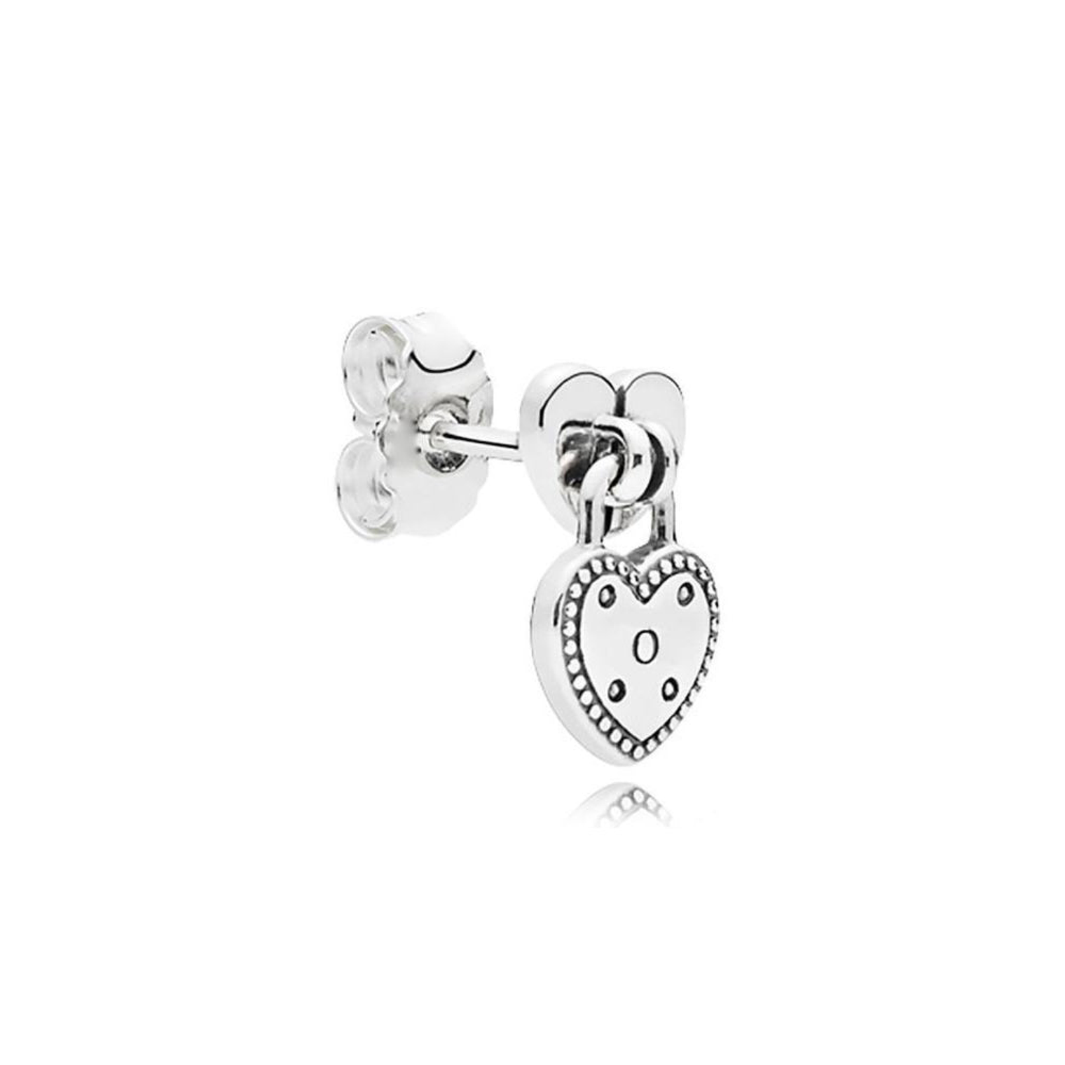 Aretes Pendientes Pandora Tipo Topo Candado de Corazon 296575 Plata 925 3
