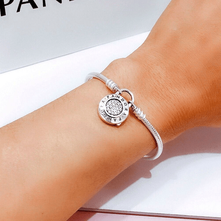 Pulsera Brazalete Pandora Cierre Candado Reluciente 597092CZ Plata 925 Talla 18cm 3