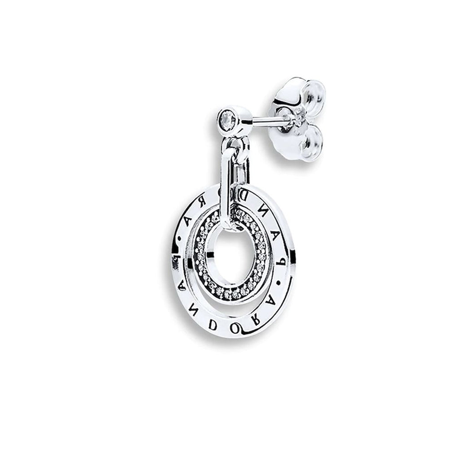 Aretes Pendientes Pandora Logo y Circonica Transparente 296296CZ Plata 925 3