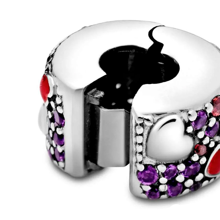 Clip Pandora Original para Mujer 797838CZRMX Corazones Asimetricos Plata s925 5