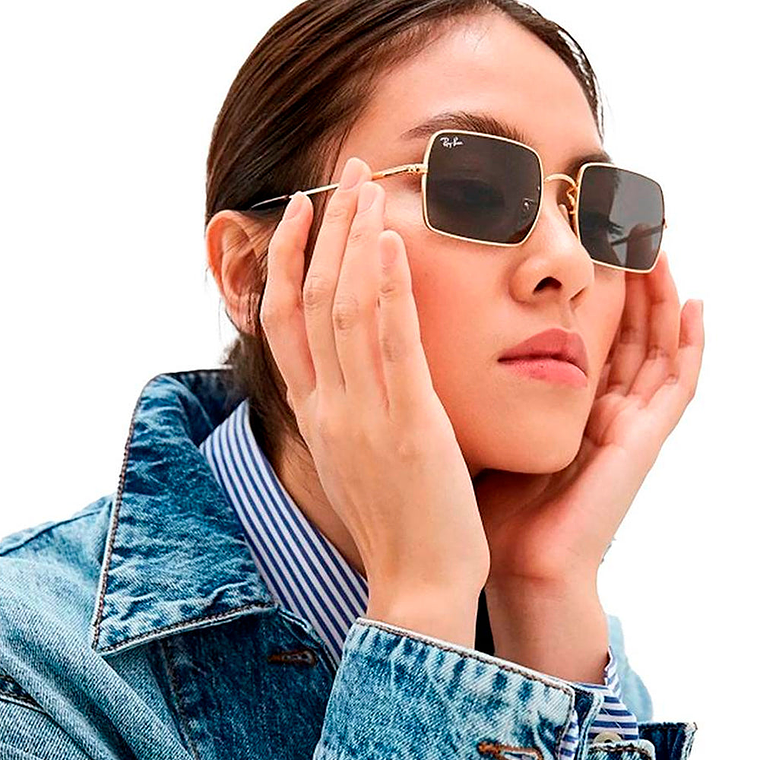 Lentes de Sol Ray Ban Rectangle RB1969 9150B1 Gris 54mm 5