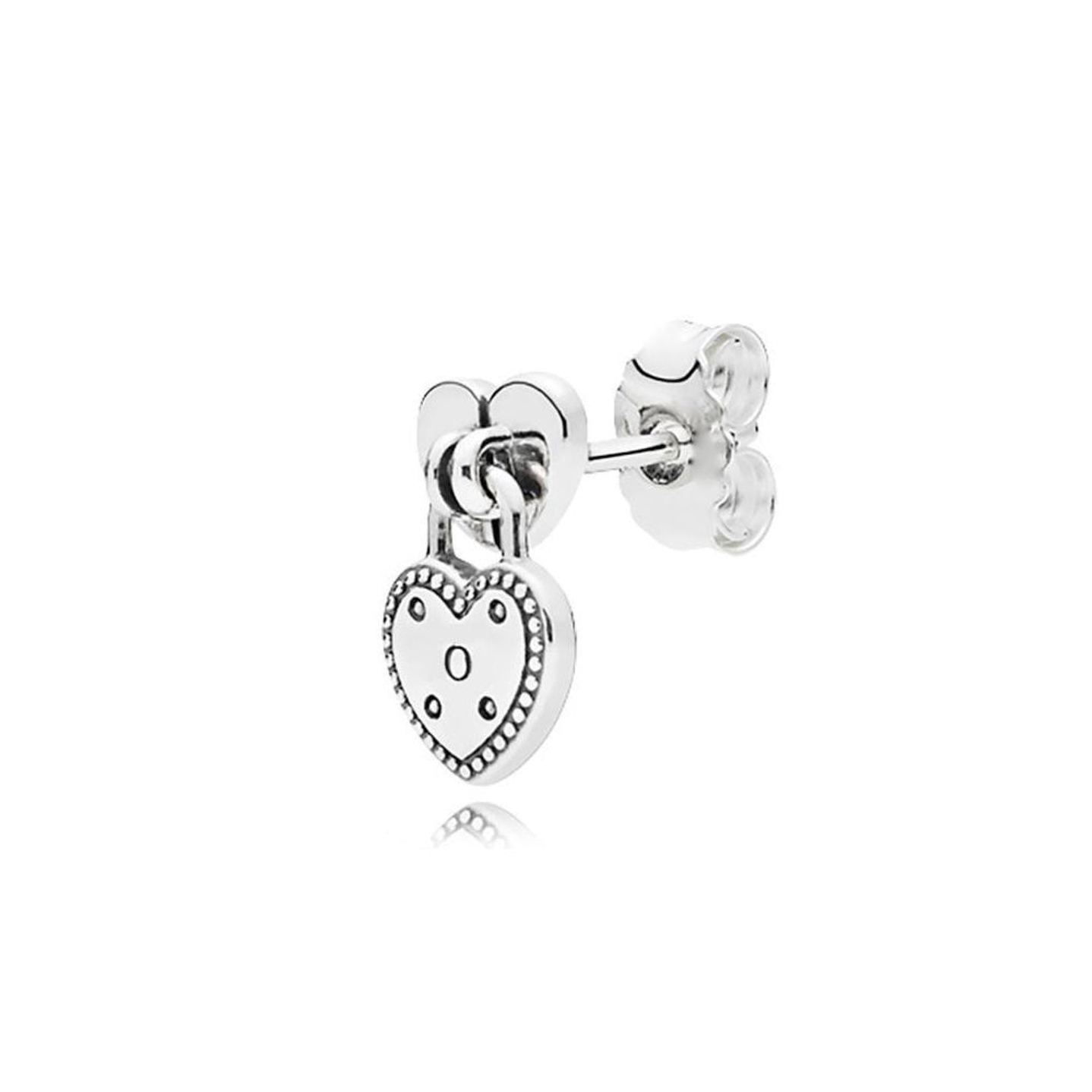 Aretes Pendientes Pandora Tipo Topo Candado de Corazon 296575 Plata 925 4