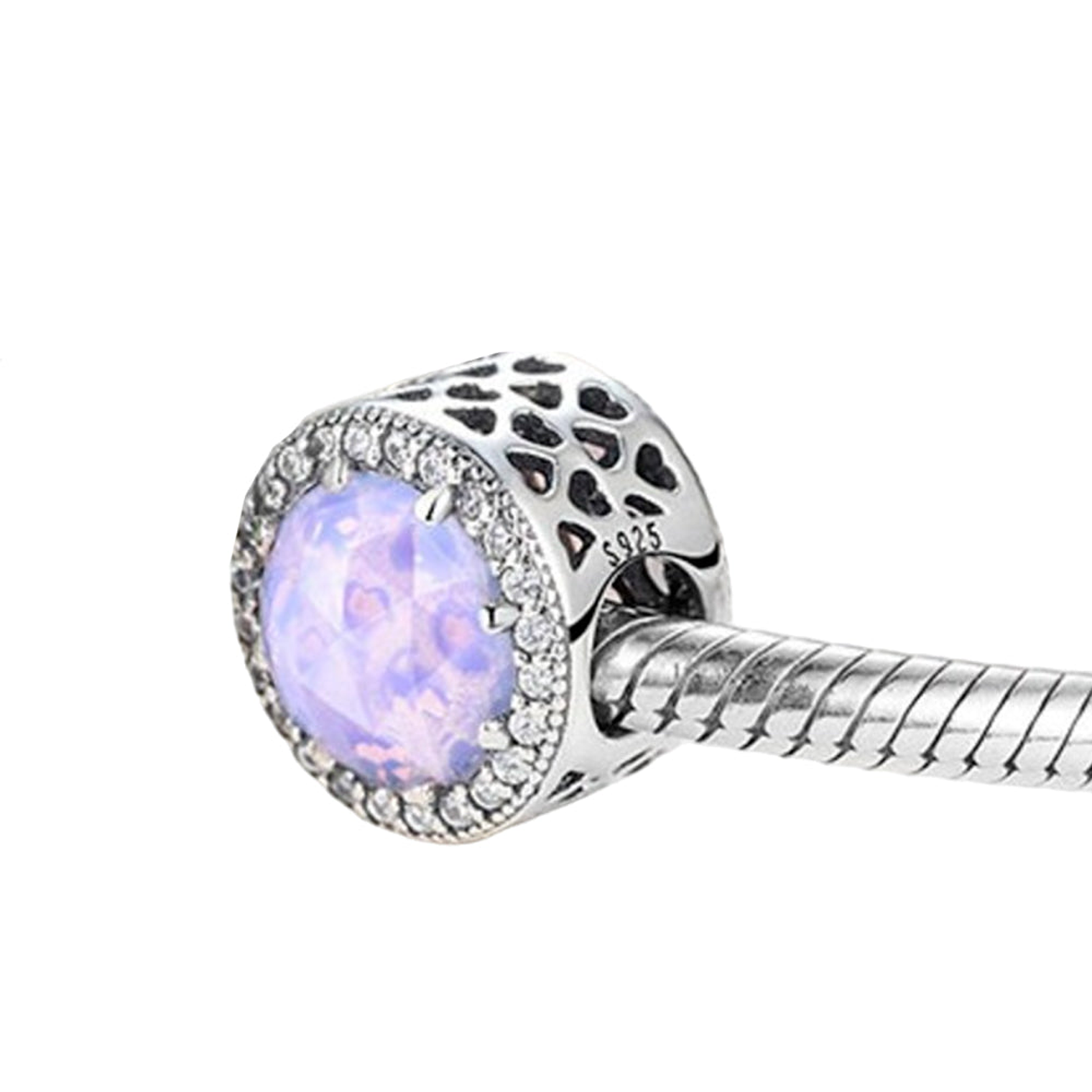 Clip Pandora Original para Mujer 796239NOP Corazones Radiantes Rosa Lechoso Plata s925 4