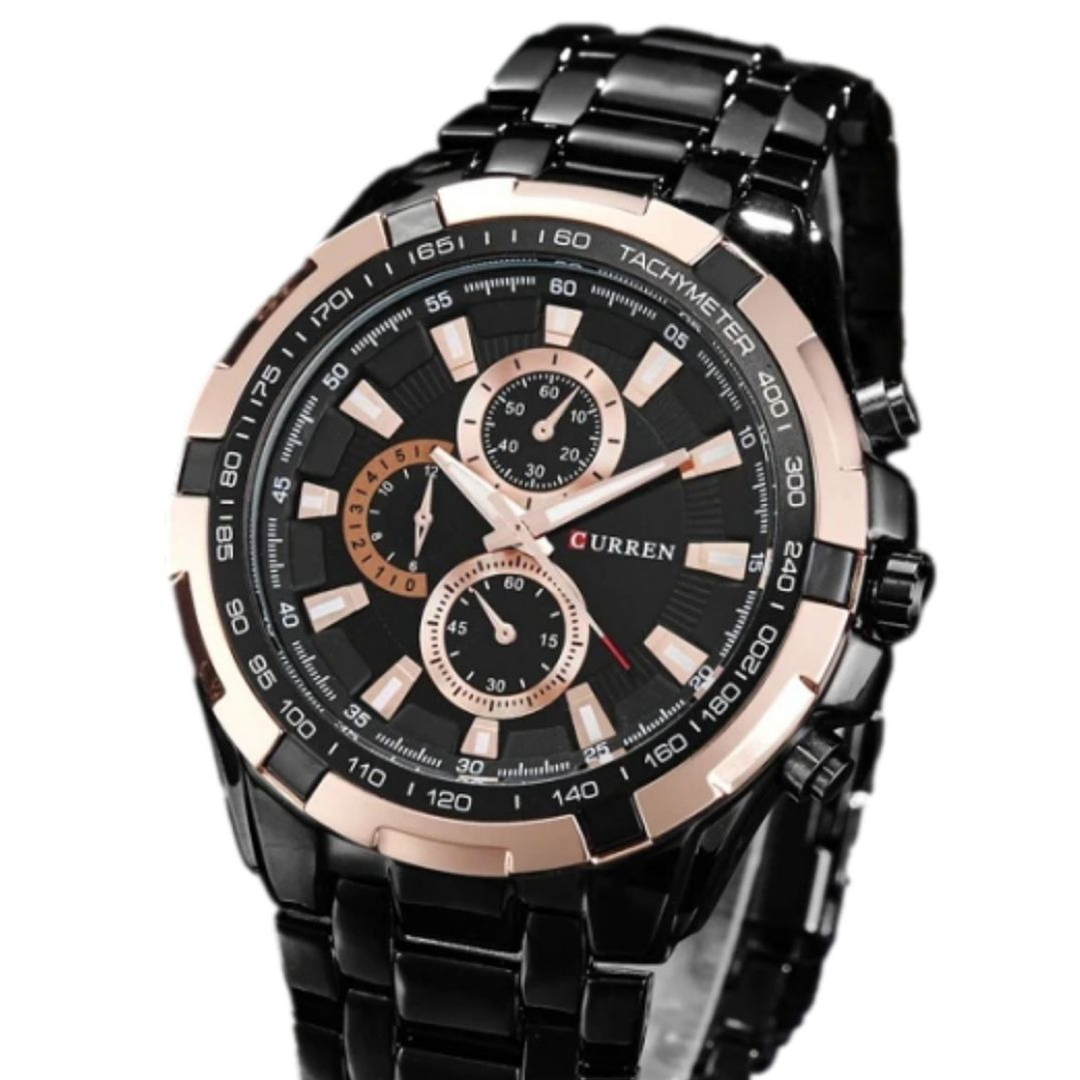 Reloj Análogo Curren Original KRE02012001 para Hombre Acero Color Negro-Oro Rosa 2