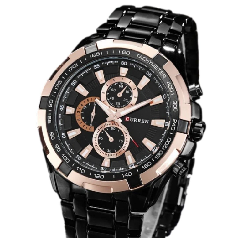 Reloj Análogo Curren Original KRE02012001 para Hombre Acero Color Negro-Oro Rosa 2