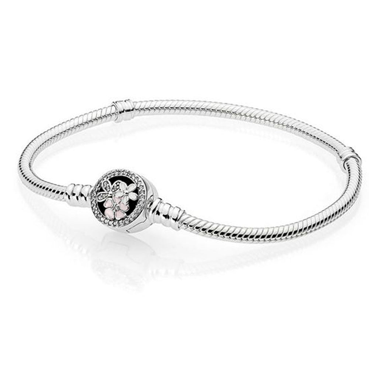 Pulsera Brazalete Pandora con Cierre a Presion Flor Poética 590744CZ Plata 925 Talla 18cm 1