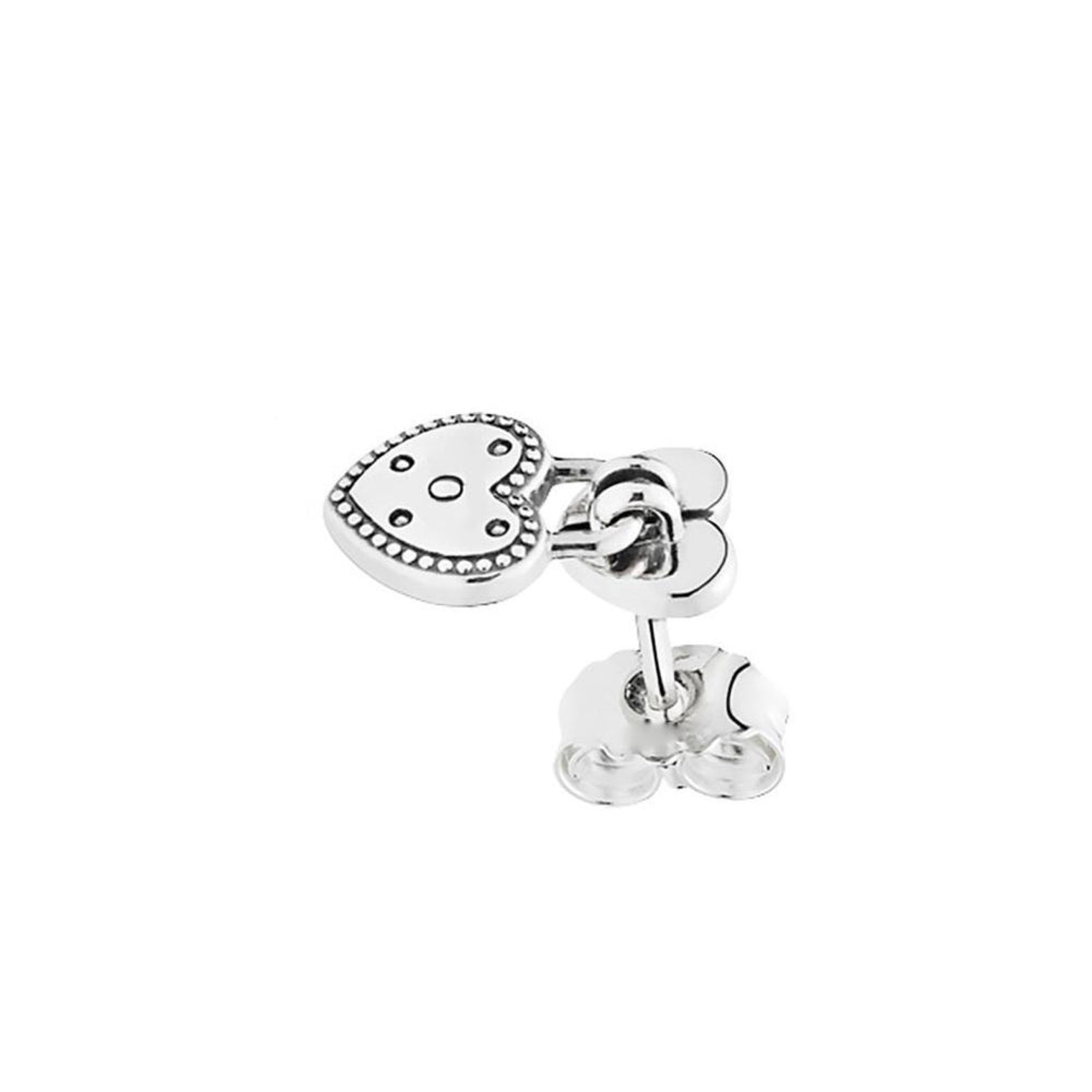 Aretes Pendientes Pandora Tipo Topo Candado de Corazon 296575 Plata 925 5