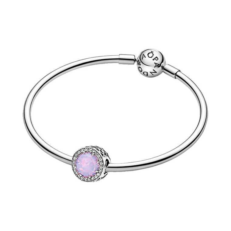 Clip Pandora Original para Mujer 796239NOP Corazones Radiantes Rosa Lechoso Plata s925 5