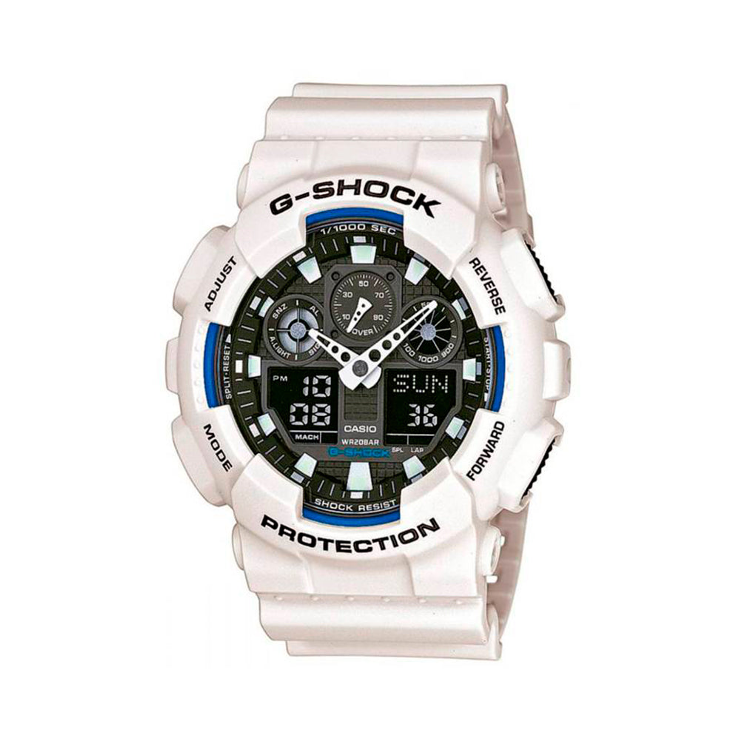 Reloj Analogo Digital Casio Original G-Shock GA-100B-7A Resina Color Blanco 1