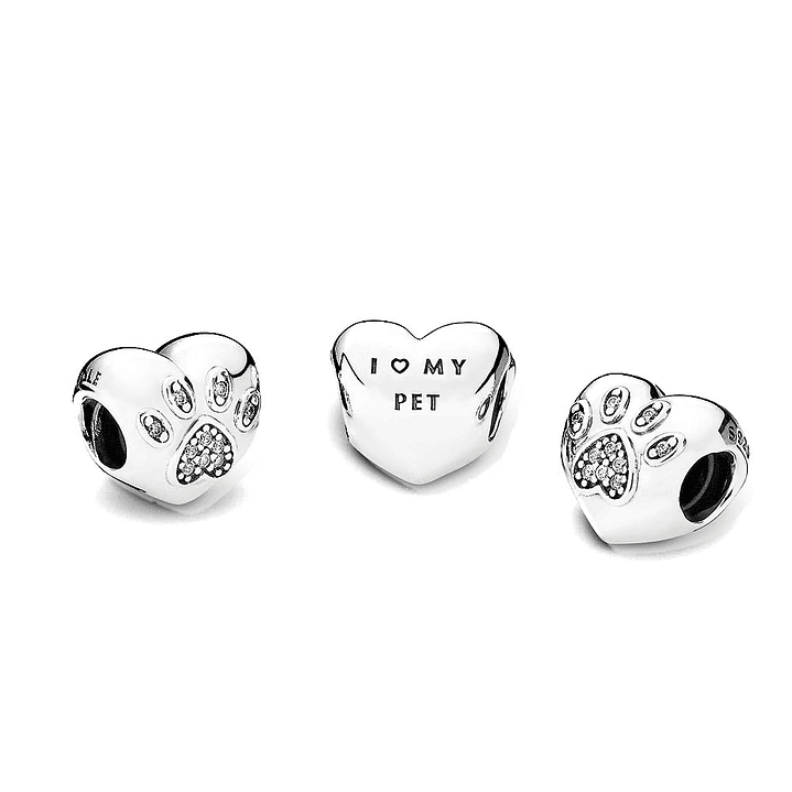 Charm Pandora Original para Mujer 791713CZ I Love My Pet Animal Paw s925 2