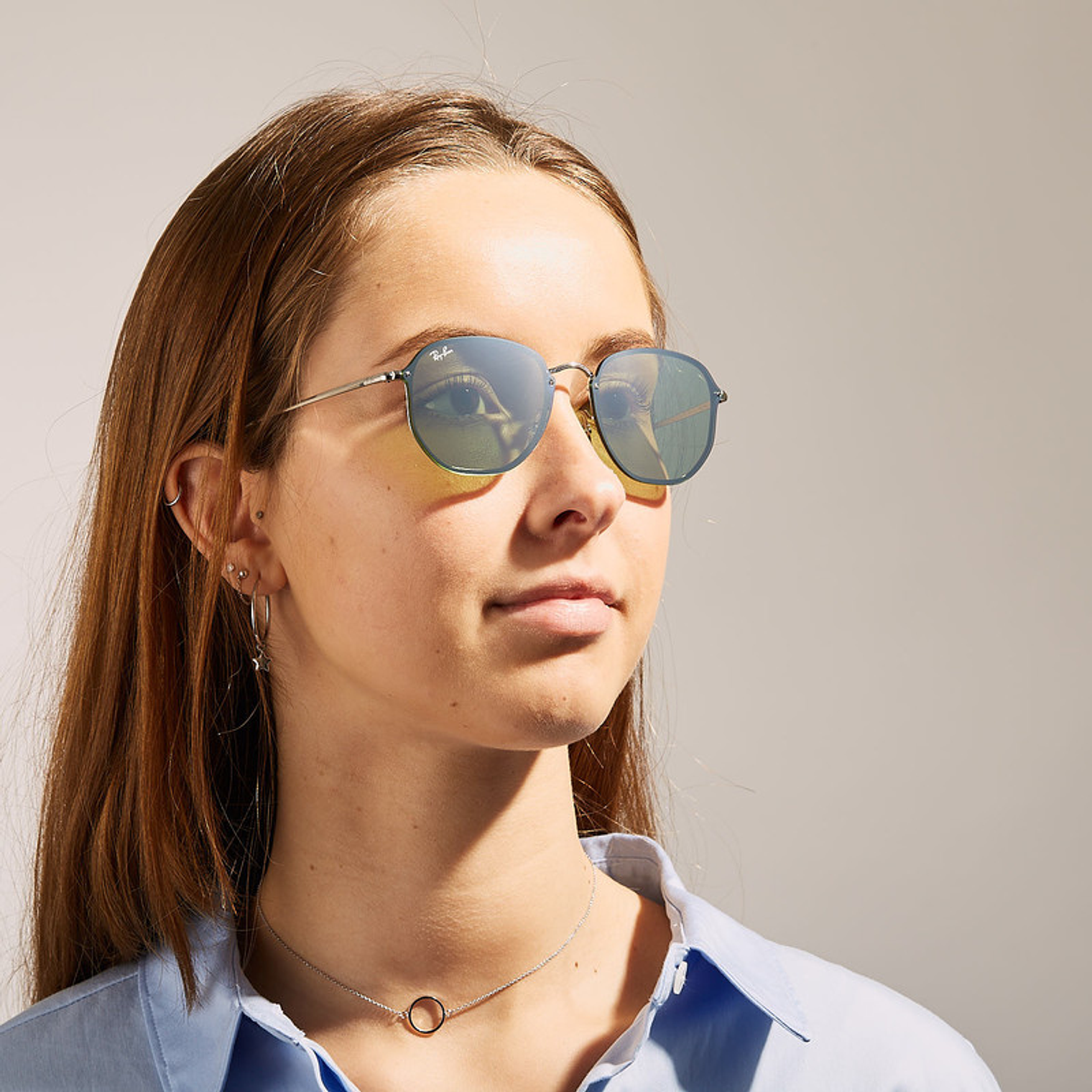 Lentes De Sol Ray Ban Blaze Hexagonal RB3579N 003/30 Verde Claro Espejado 5