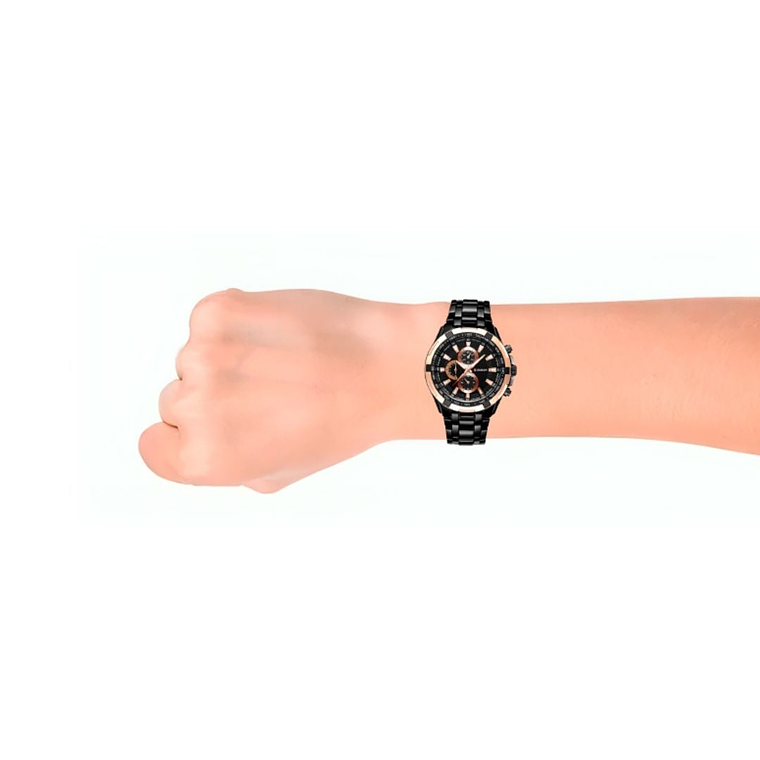 Reloj Análogo Curren Original KRE02012001 para Hombre Acero Color Negro-Oro Rosa 4