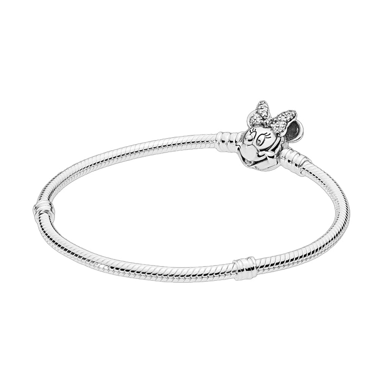 Pulsera Brazalete Pandora Cadena de Serpiente con Cierre Minnie Mouse 597770CZ Plata 925 Talla 18cm 2