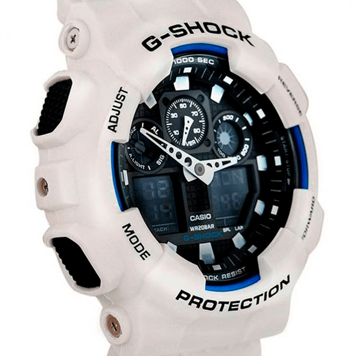 Reloj Analogo Digital Casio Original G-Shock GA-100B-7A Resina Color Blanco 4