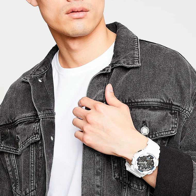 Reloj Analogo Digital Casio Original G-Shock GA-100B-7A Resina Color Blanco 5