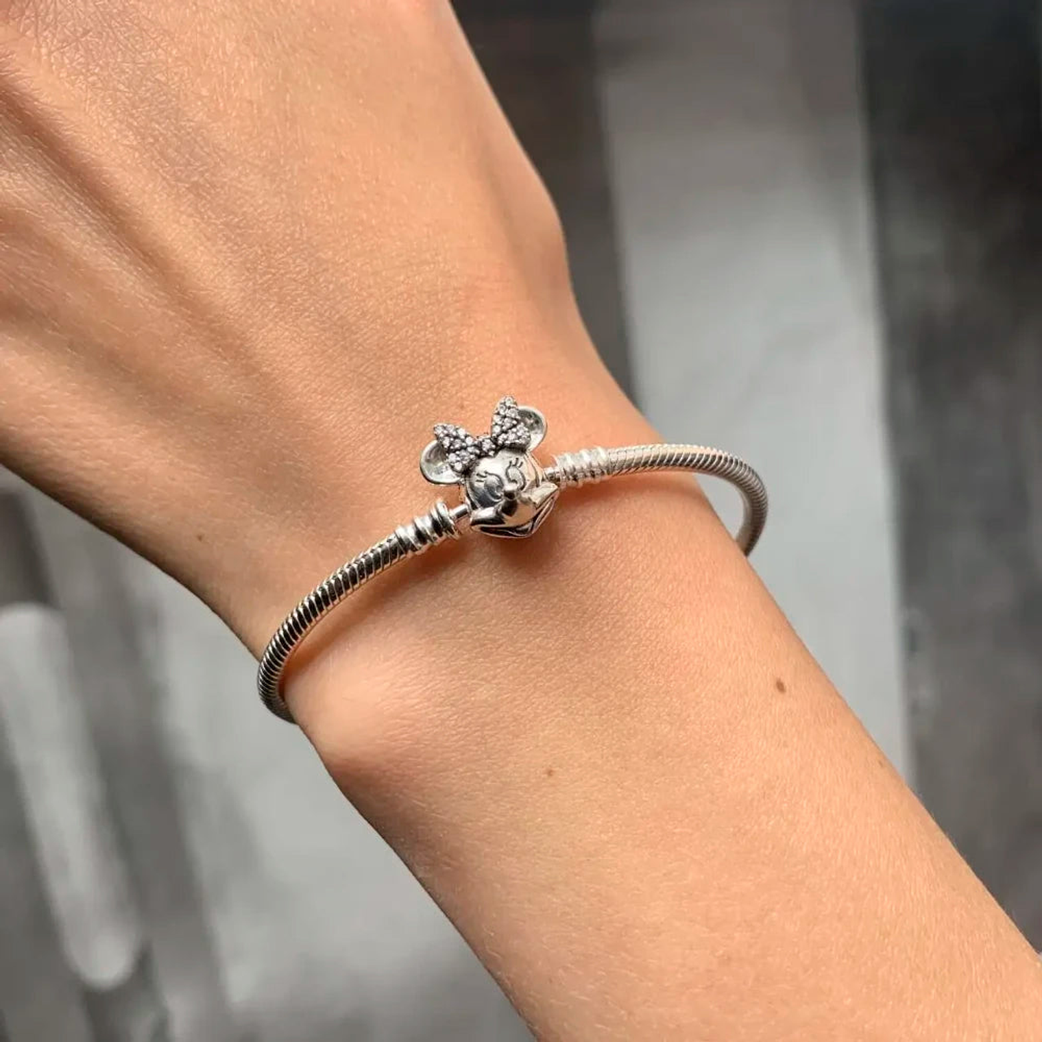 Pulsera Brazalete Pandora Cadena de Serpiente con Cierre Minnie Mouse 597770CZ Plata 925 Talla 18cm 5