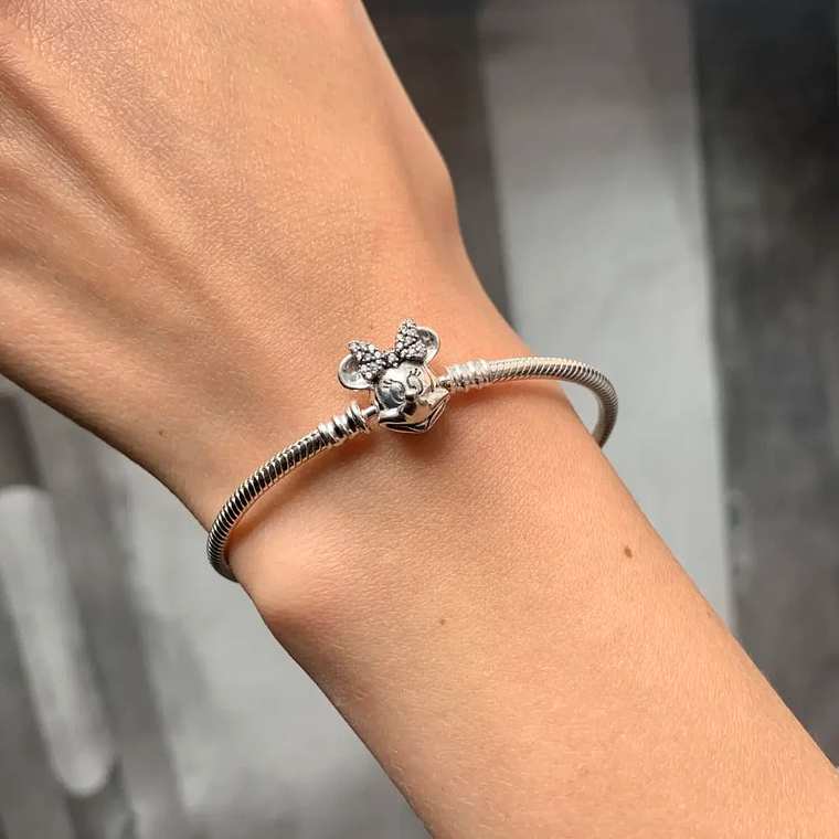 Pulsera Brazalete Pandora Cadena de Serpiente con Cierre Minnie Mouse 597770CZ Plata 925 Talla 18cm 5