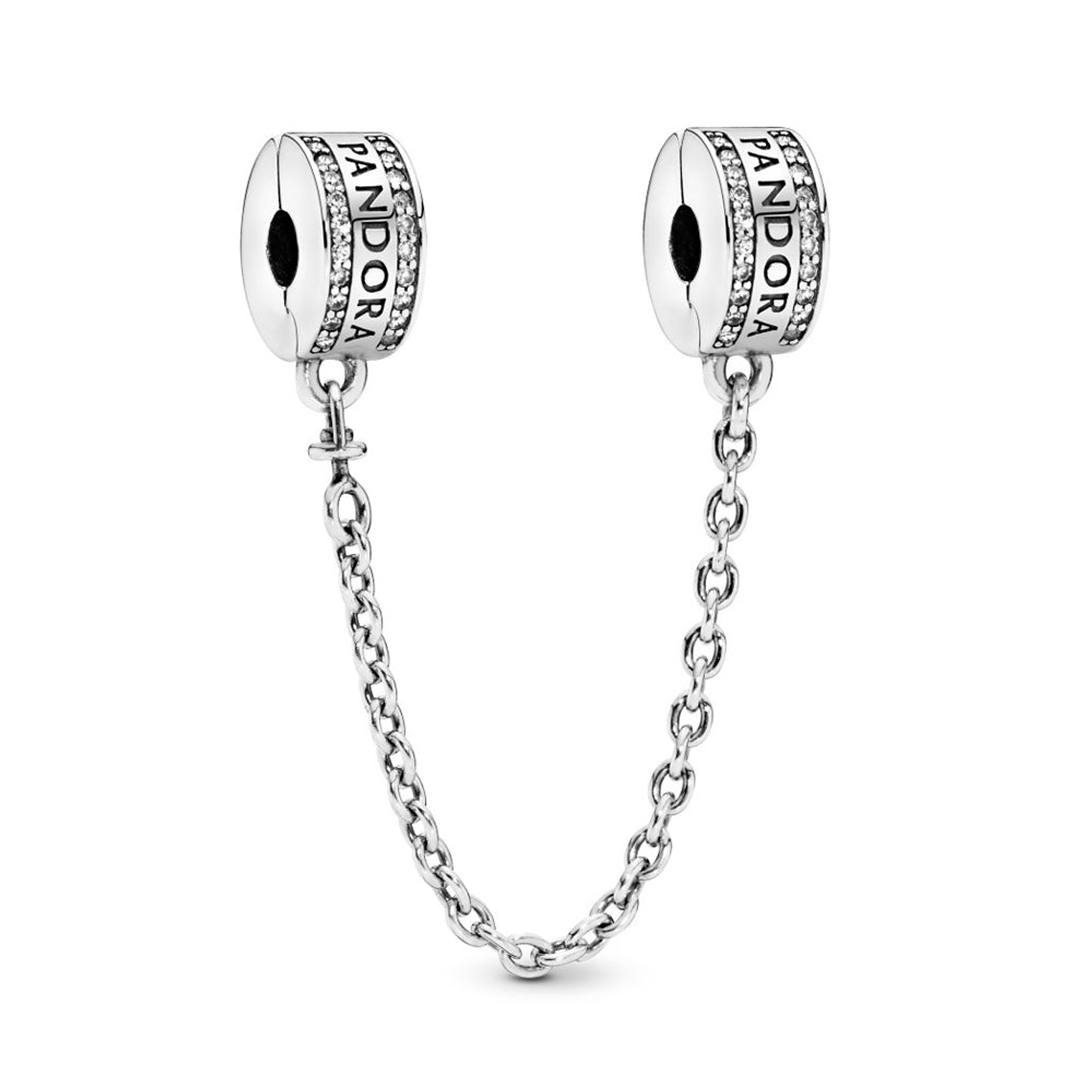 Cadena de Seguridad Pandora con Logo Pandora y Circonica Cubica 792057cz en Plata 925 1