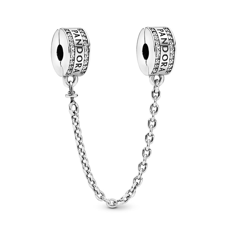 Cadena de Seguridad Pandora con Logo Pandora y Circonica Cubica 792057cz en Plata 925 1