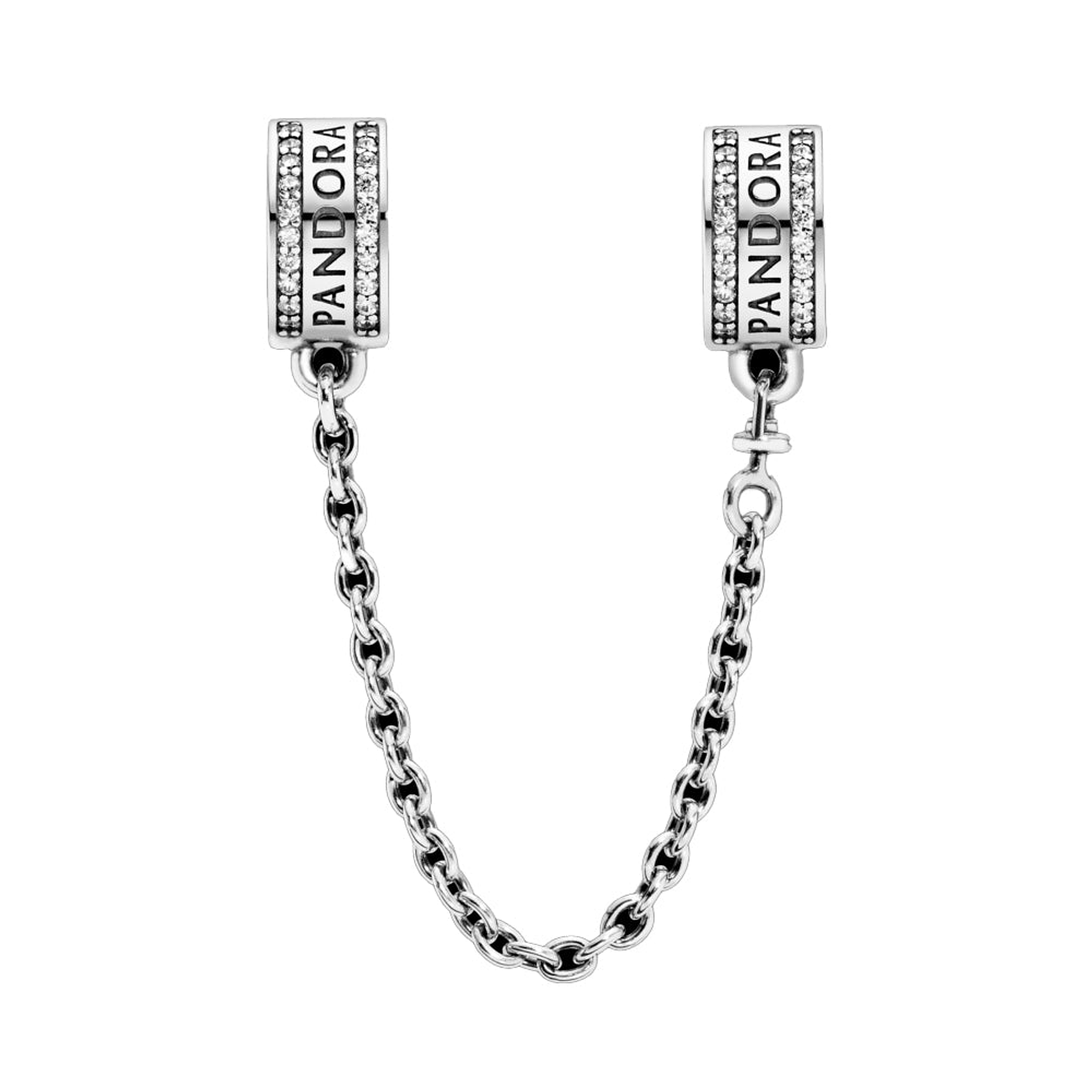 Cadena de Seguridad Pandora con Logo Pandora y Circonica Cubica 792057cz en Plata 925 2