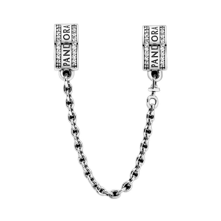 Cadena de Seguridad Pandora con Logo Pandora y Circonica Cubica 792057cz en Plata 925 2