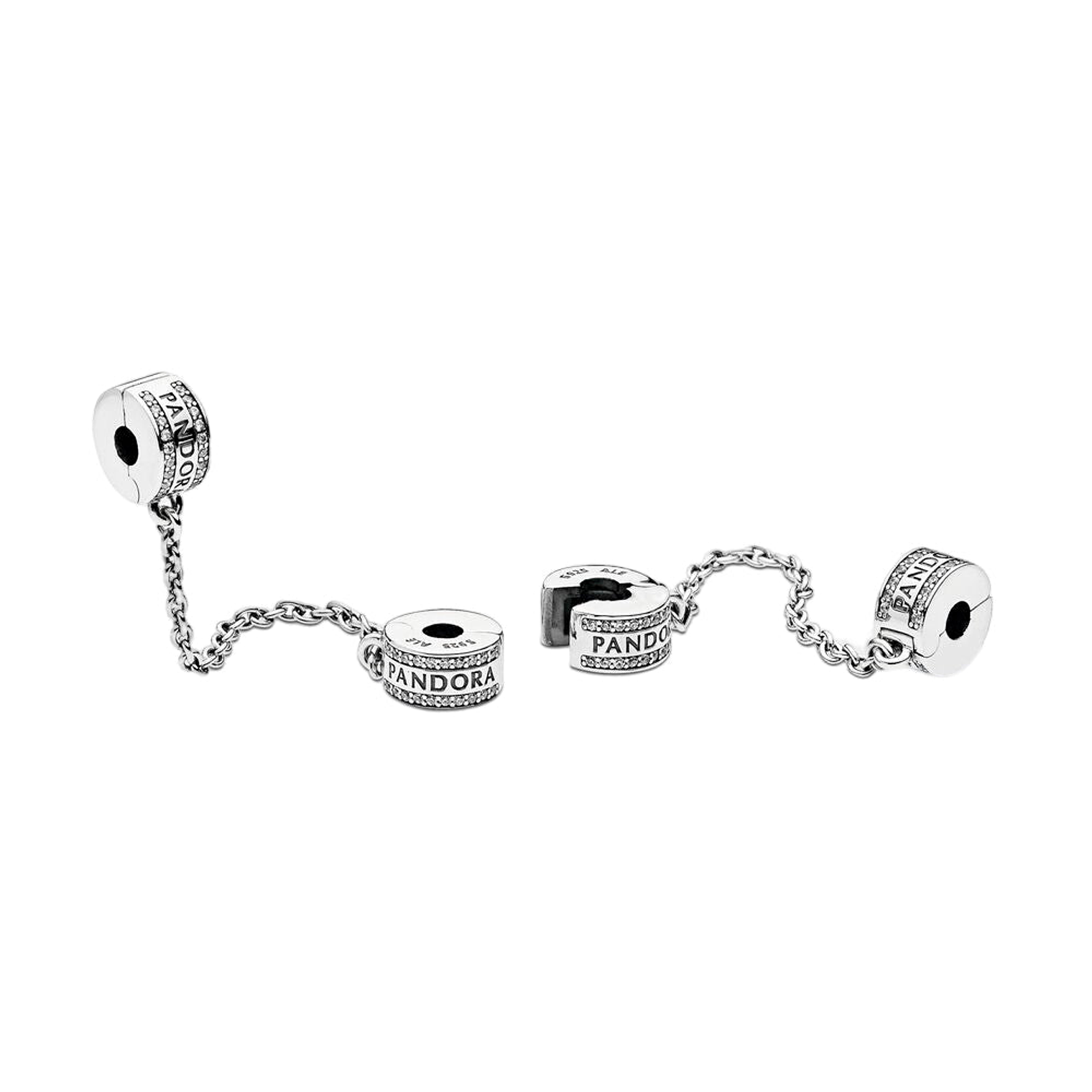 Cadena de Seguridad Pandora con Logo Pandora y Circonica Cubica 792057cz en Plata 925 3