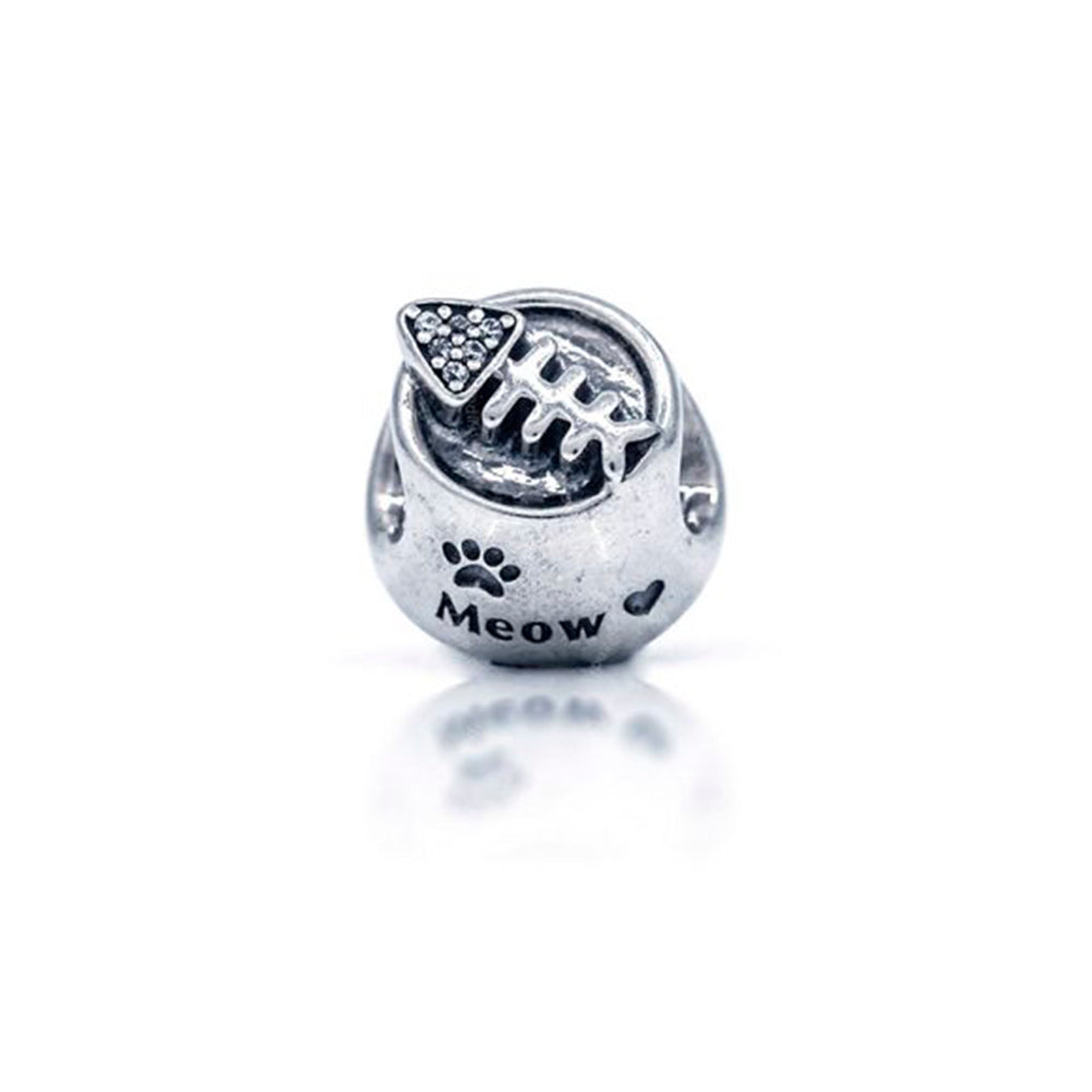 CYBER WOW Charm Dije Pandora  791716CZ Cat Bowl Plata 925 2