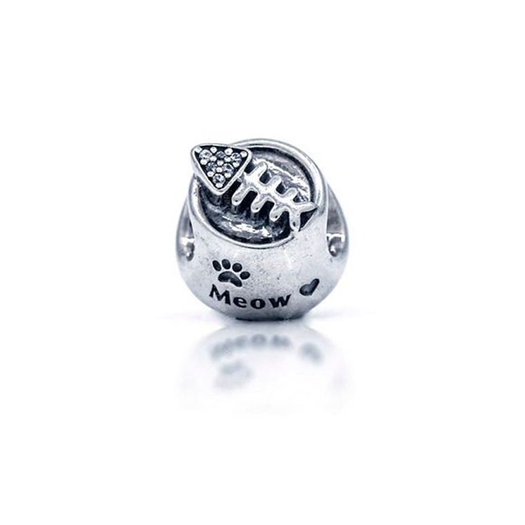 CYBER WOW Charm Dije Pandora  791716CZ Cat Bowl Plata 925 2
