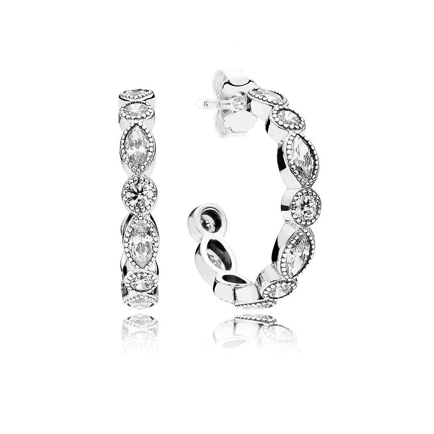 Aretes Pendientes Pandora Circulo de Lagrimas Brillantes 290724CZ Plata 925 1