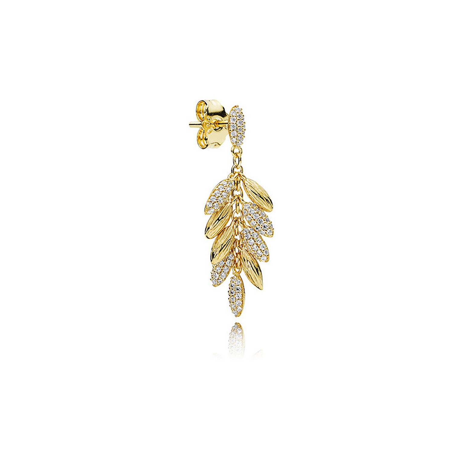 Aretes Pendientes Pandora Semillas Flotantes Brillantes 267674CZ Plata 925 y Oro 14k 3