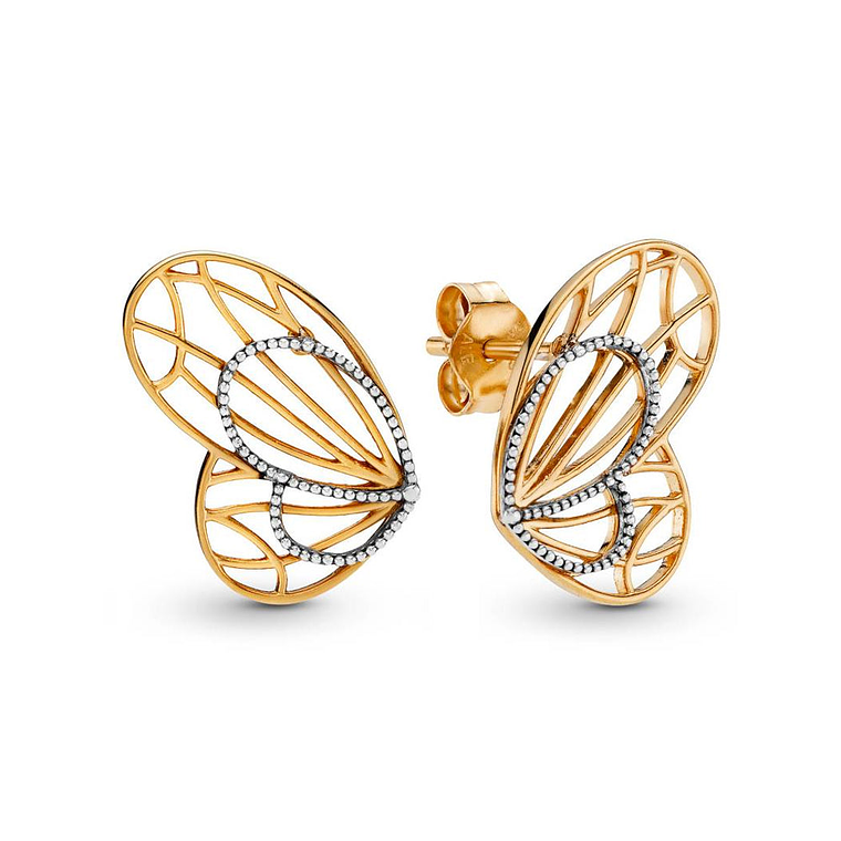 Aretes Pendientes Pandora Tipo Topo Alas Doradas de Mariposa 267955 Plata 925 1