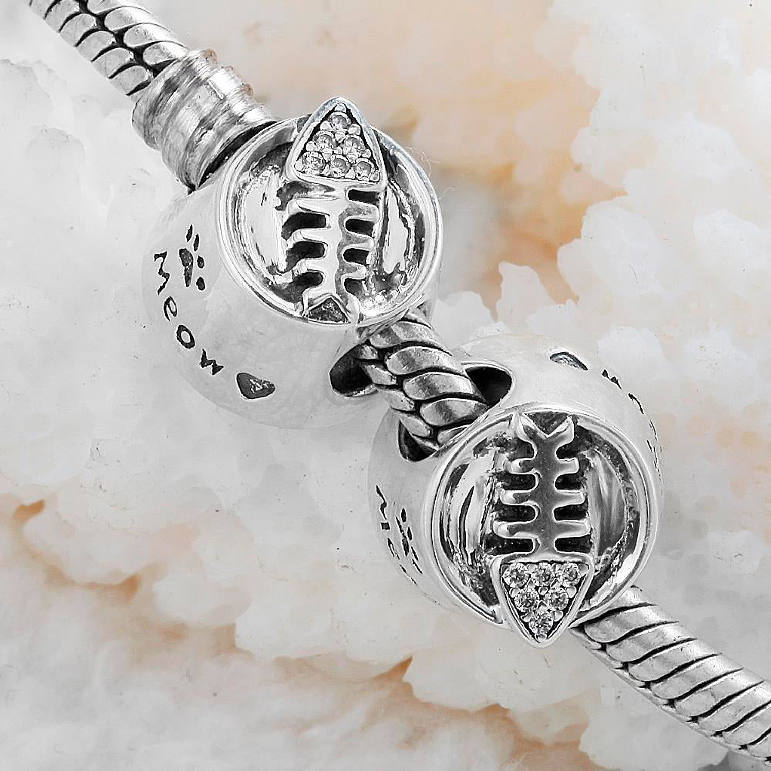 CYBER WOW Charm Dije Pandora  791716CZ Cat Bowl Plata 925 5