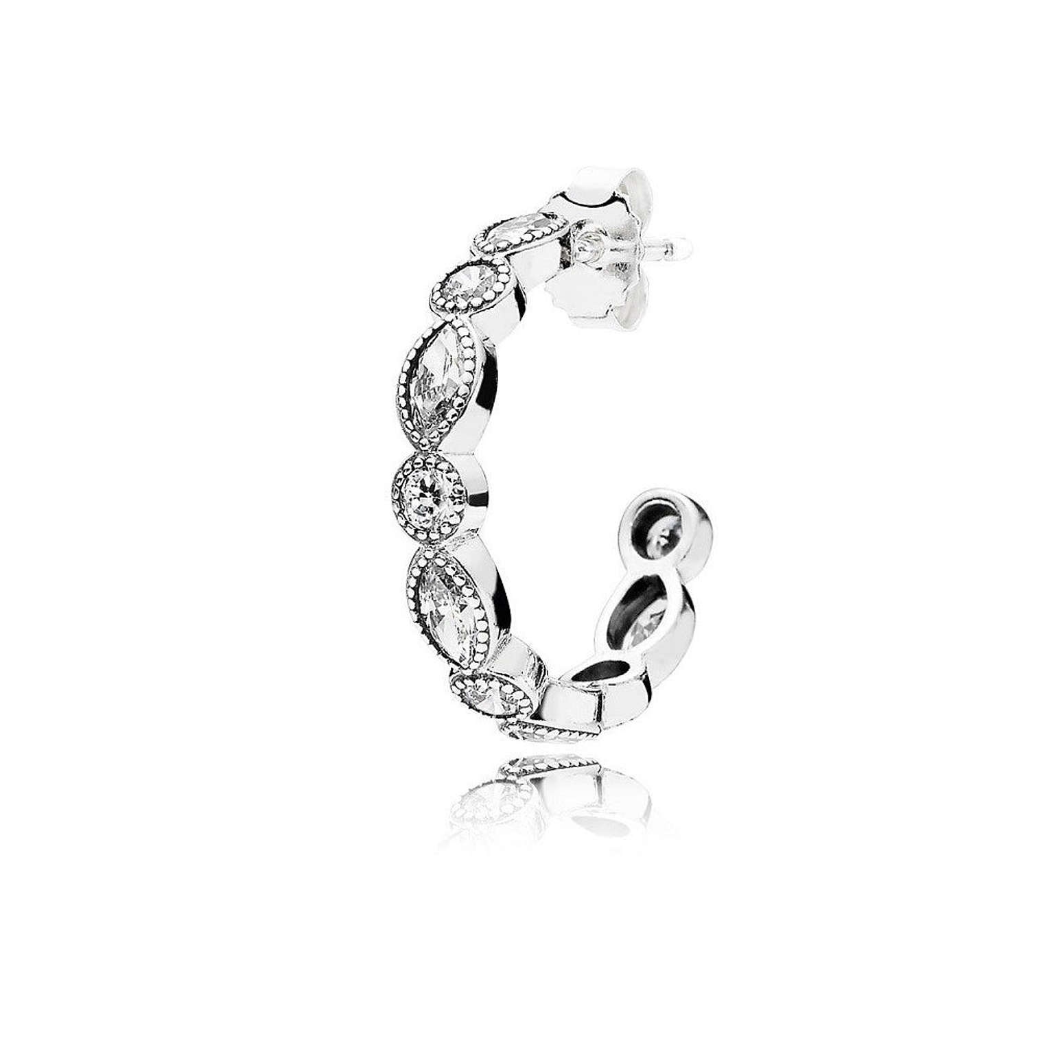 Aretes Pendientes Pandora Circulo de Lagrimas Brillantes 290724CZ Plata 925 4