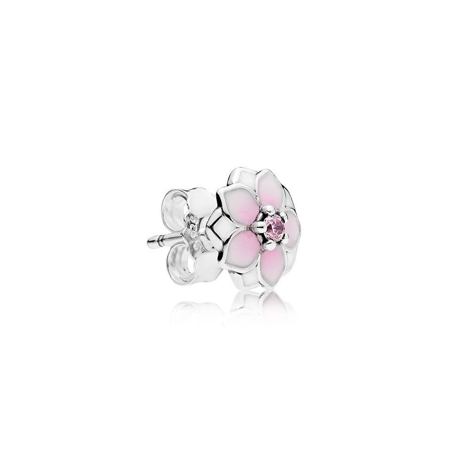 Aretes Pendientes Pandora 290739PCZ Flor con Circonica Rosa y Blanco Plata 925 2