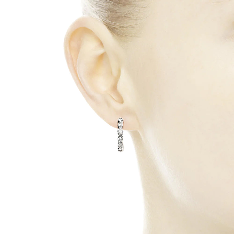 Aretes Pendientes Pandora Circulo de Lagrimas Brillantes 290724CZ Plata 925 5