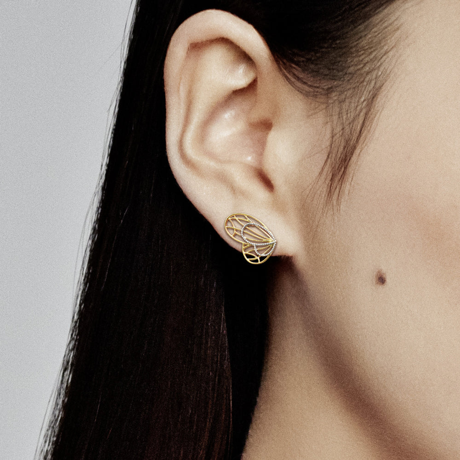 Aretes Pendientes Pandora Tipo Topo Alas Doradas de Mariposa 267955 Plata 925 4